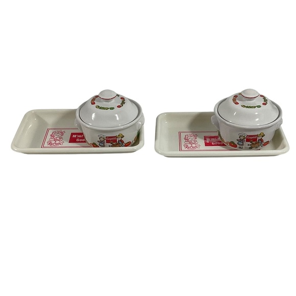 Vintage Campbell’s Kids Soup Crocks & Trays Set of 2 Westwood 1993 1996 - Picture 1 of 16